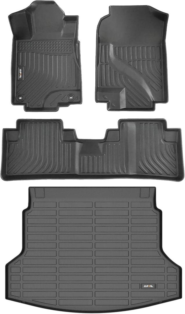 AIPOIL Floor Mats & Cargo Liner Set for 2012-2016 Honda CRV (Fit for LX & SE & EX & No subwoofer)(Not fit CRV Touring) All Weather Protection TPE Car Full Set Custom CR-V Car Mats Accessories - Black