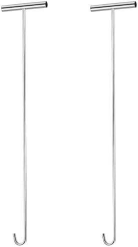 Zonon 1 Pack 31" 5th Wheel Pin Puller Solid Steel Chrome Plated Fifth Wheel Pin Puller Heavy Duty Portable Type Lifting Hooks for Pulling Storm Drain Manhole Covers, J Hook