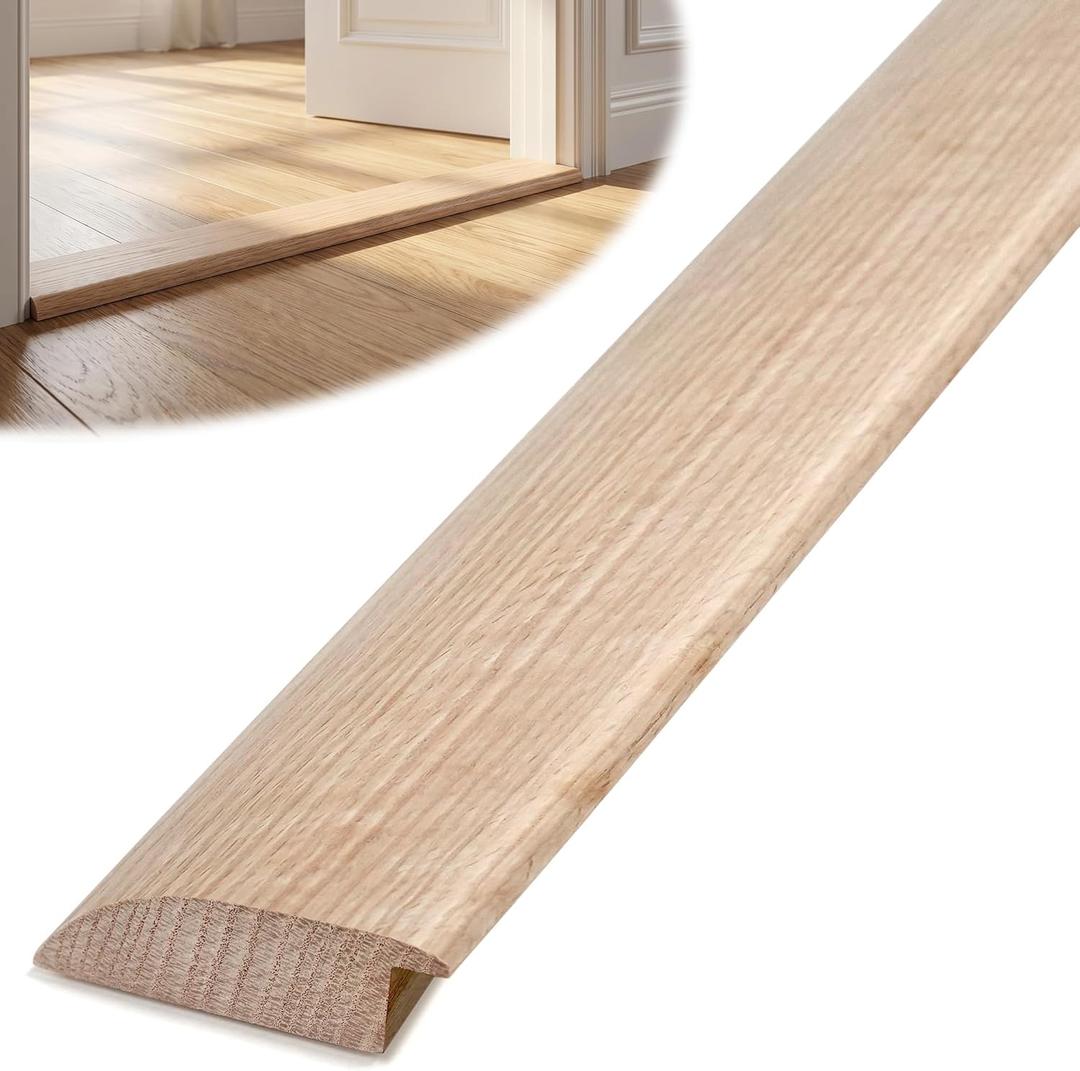 Non-Slip Solid Red Oak Floor Transition Strip, Natural Wood Door Threshold Ramp for Doorways, Cuttable Exterior Door Reducer Thresholds, 1" X 3.5" X 36"