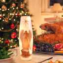 Crackle Glass Christmas Angel Lamp 12" Pre-Lit Lighted Vase Xmas Jar Gifts for Holiday Decoration