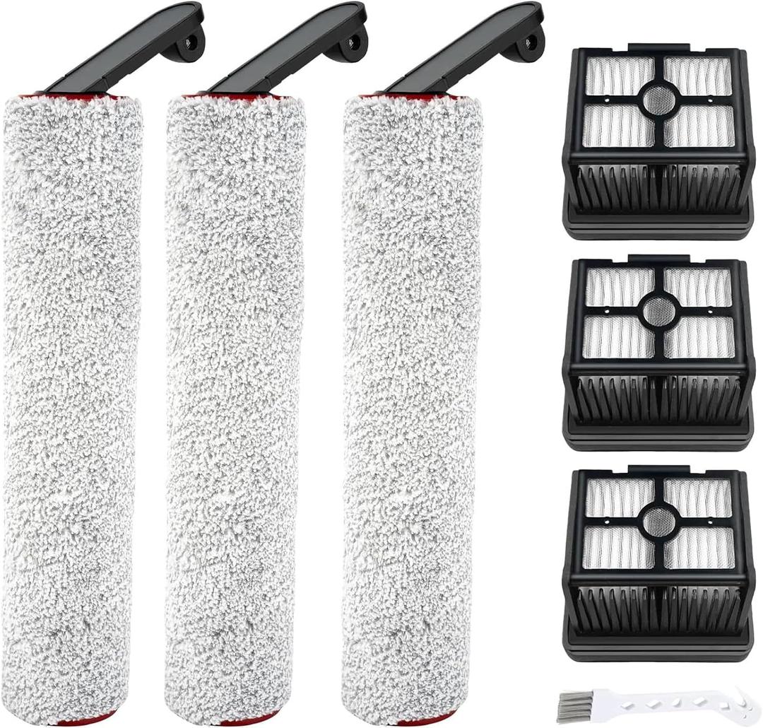 (7pcs) HEPA Filters & Replacement Brush Rollers Compatible For Dreame H12 Pro/ H12 Dual Wet Dry Vacuum Cleaner, Replacement Parts Accessories Kit Inclue 3 Vacuum Filter, 3 Roller Brush