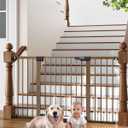 Cumbor 29.7-54.2" Wide Baby Gate for Stairs, Mom's Choice Awards Winner-Self Closing Dog Gate Indoor for Doorways, No Drilling Pressure Mounted Pet Gates for Kids, Easy Walk Through Safety Gate, Brown