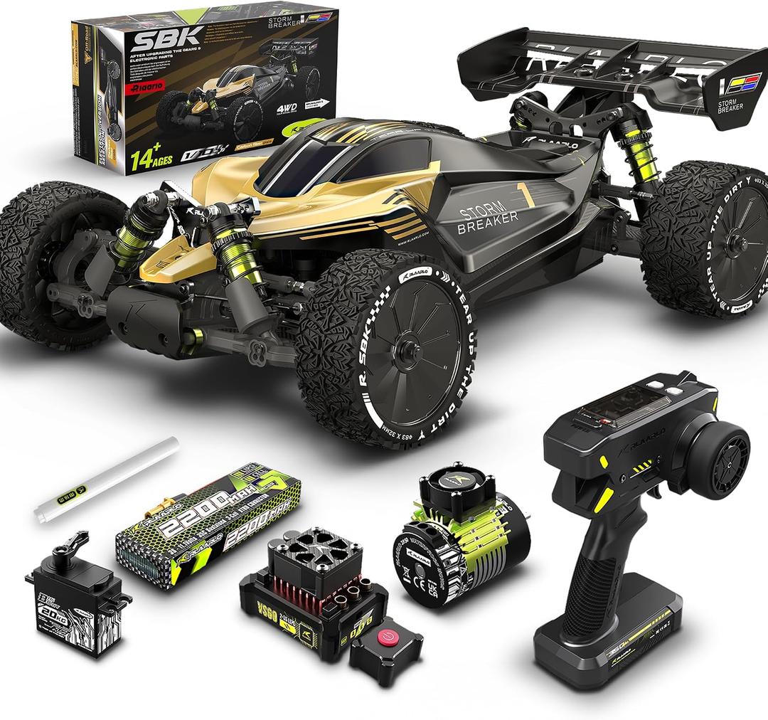 RIAARIO 1/10 Brushless RC Cars, RTR, Beginner, MAX 50+ MPH, Metal Drivetrain, 4WD, Waterproof Electronics, Carbon Fiber, Black, Ages 14+