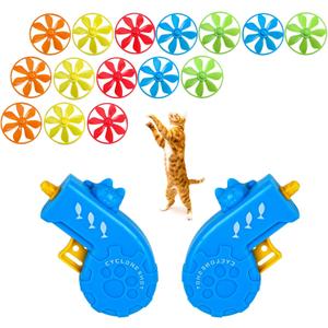 KIMOBER 17Pcs Cat Fetch Toy, Kitten Interactive Tracking Toys with 15Pcs Colorful Flying Propellers for Pets Cat Hunting Chasing Training Exercise