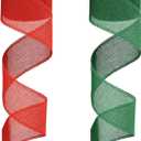 EBOOT 2 Rolls Faux Burlap Ribbon Christmas Burlap Ribbon Rolls for DIY Craft Gift Wrap Decor (2.4 Inches by 394 Inches, Red and Green)