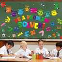 2 x Cinrobiye Math Bulletin Board Stickers,Mathematics Cubes Classroom Decoration,Be a Problem Solver Classroom Decor for Back to School First Day Window Door Wall Elementary Preschool Teacher Supplies