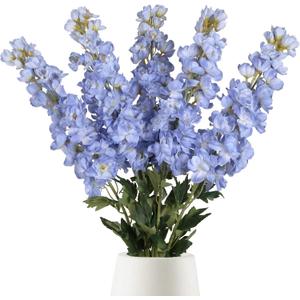 Blue Delphinium Artificial Flowers,5PCS Faux Larkspur Flowers 39" Long Stem Silk Flowers for Tall Vase Home Wedding Table Decor(Blue)