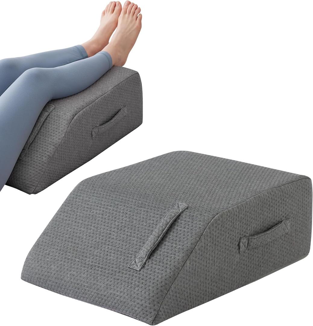 MEGCXIT Leg Pillow Elevation Blood Circulation, Leg Wedge for Elevation for Swelling, Leg Elevating Pillow for After Surgery, Memory Foam Foot Knee Pillow for Back Sleeping 24×22×8 Inch Dark Grey