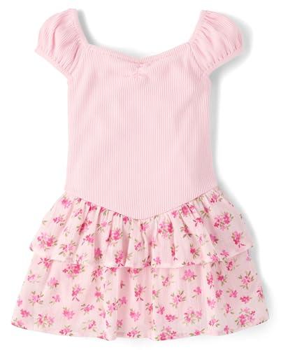 The Children's Place, Baby-Girls, and Toddler Tiered Dress, Short Sleeve Rosie Pink, 4 Years