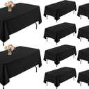 10 Pack Table Cloth Black Tablecloth 60 x 102 Inch, Rectangle Table Cloth for 6 Foot Table, Wrinkle Resistant Washable Polyester Table Cover for Wedding Dining Table Buffet Parties and Camping