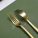 Gold Steak Knives Set 12 Piece, Premium Stainless Steel 6 Dinner Forks and 6 Dinner Knives Set, Steak Knives Steak Forks for 6 Person, Dishwasher Safe (Shiny Gold)