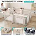 Doradotey Adjustable Baby Playpen with Adult Door, Foldable Large Playpen for Babies and Toddlers, Breathable Mesh Indoor Baby Playard, Safe Fence, 59 x 59 Inch, Khaki