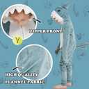 Kids Flannel Animal Onesie Costume Halloween Dress up Christmas for Girls and Boys (10 Years, Blue Shark)