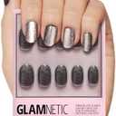 Glamnetic Press On Nails - Galactic | Short Round Shimmery Pewter Glittered Nails with a Glaze Finish | 12 Sizes - 30 Nail Kit with Glue