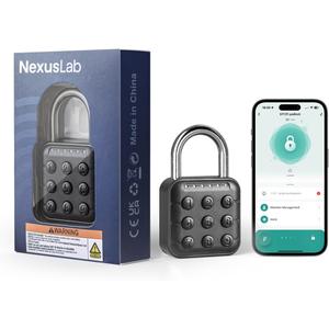 NexusLab Combination Lock for Locker, Locker Lock & Gym Lock with TUYA App: IP67 Rated, Corrosion-Resistant Zinc Alloy, Anti-Corrosion, for Gym/School/Travel, Privacy Safe, Supports (Tuya APP Contrl)