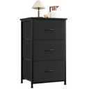 Somdot Small Dresser for Bedroom with 3 Drawers, Nightstand Storage Chest of Drawers with Removable Fabric Bins for Closet Bedside Living Room Laundry Entryway Hallway, Black