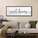 Sweet Dreams Wall Decor Above Bed: 40x15 Inch Framed Canvas Bedroom Wall Art, Farmhouse Bedroom Sign Rustic Hanging Plaque for Master/Guest Room Modern Home Decor
