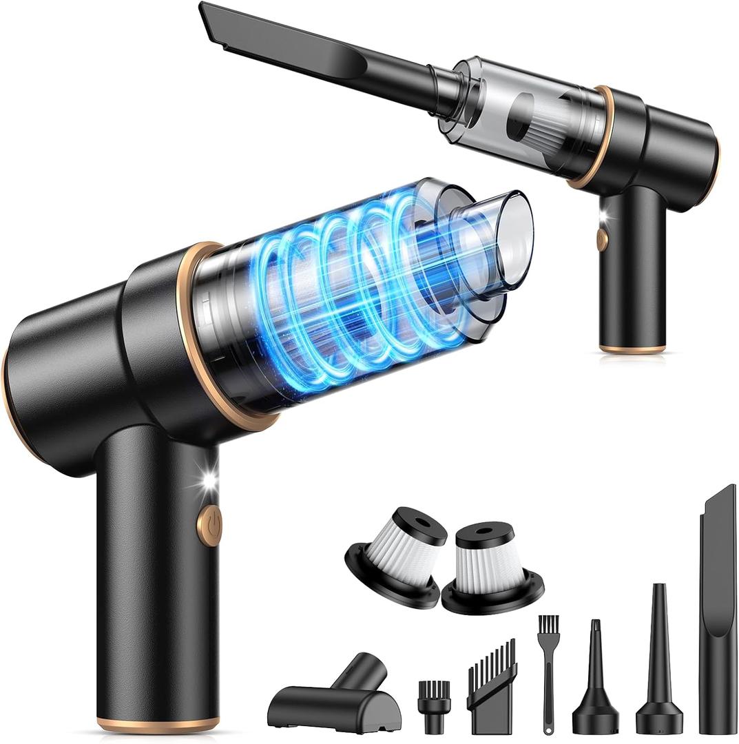 KMM Handheld Car Vacuum Cleaner, 11000PA Vacuum Cleaner & Air Duster, 120W High Power Vacuum Portable Cordless, Hand Held Vacuum Rechargeable with Multi-Nozzles & LED Light for Home, Car, Office