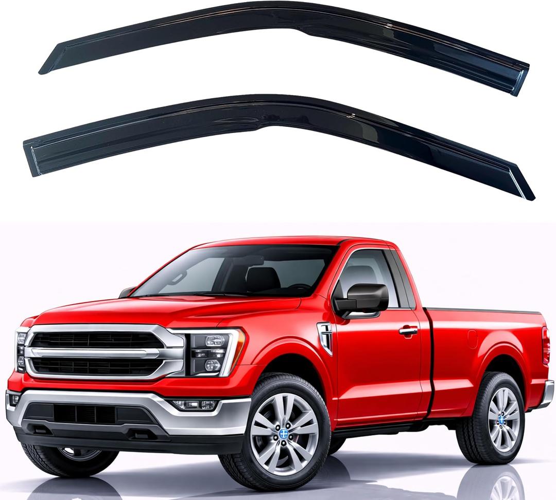 KPY Rain Guards Fit for 2015-2026 Ford F150 Regular Cab, Out-Channel Window Visors Vent Wind Deflectors 2PC, Truck Accessories for 2017-2026 Ford F250 F350 F450 F550 Super Duty (Single Cab Only)