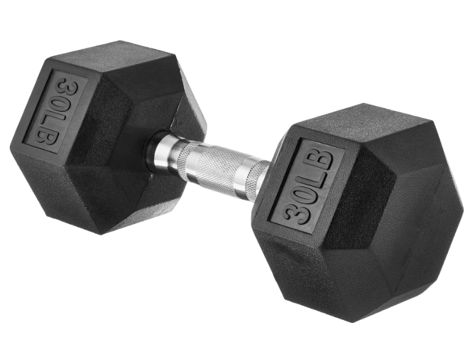 Rubber Encased Hex Dumbbell 30 LB