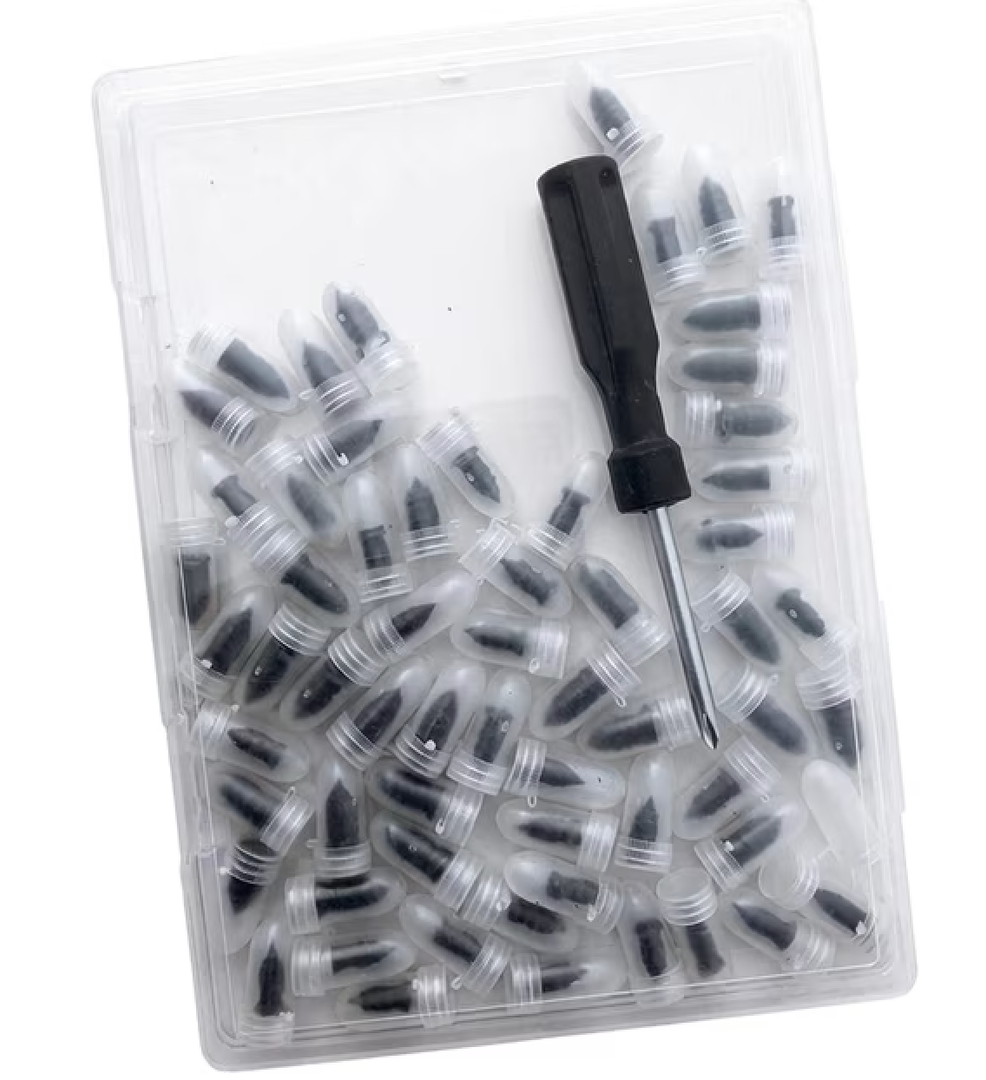 Purthog 60PCS Car Tire Repair Rubber Nail Kit,Self Service Car Tire Repair Kit Includes 2 Sizes of Tires Screw Plugs & Screwdriver,Vacuum Tires Repairs Screws Kits for Cars SUVs