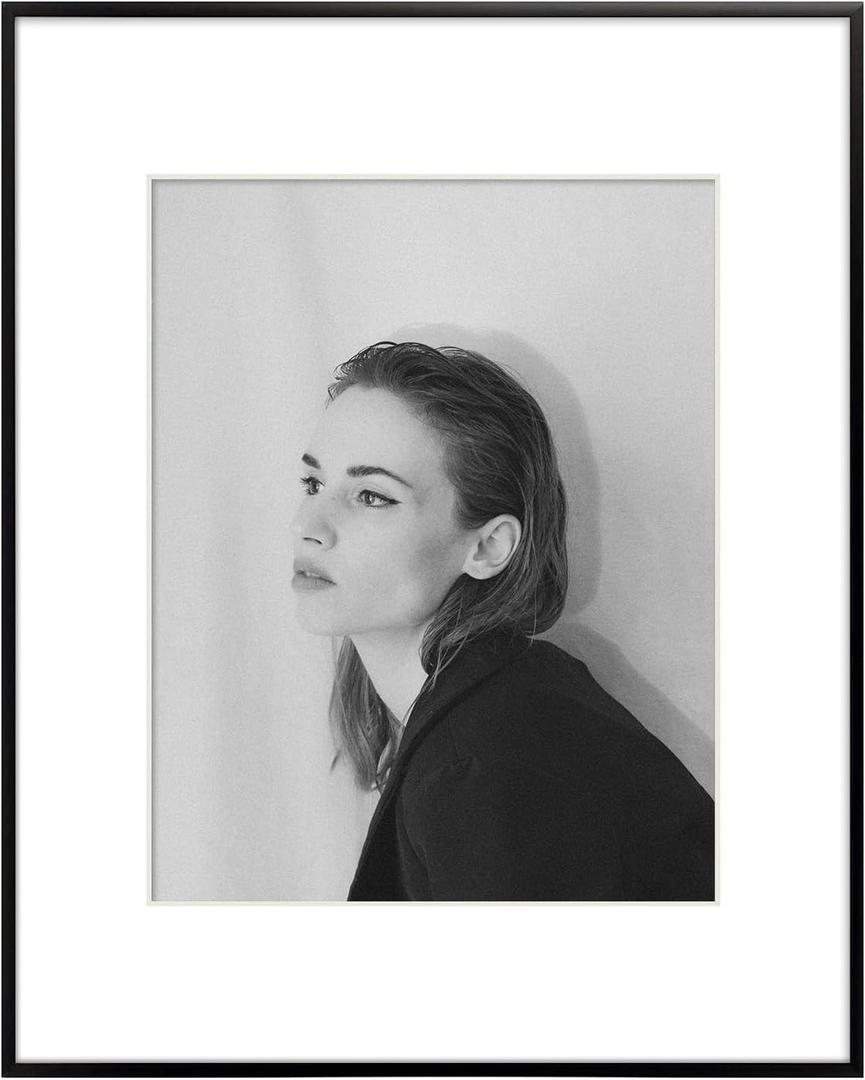 Golden State Art - 16x20 Aluminum Picture Frame - with Mat for 11x14 Photo or Without Mat for 16 x 20 Poster - Real Glass Cover - Simple and Elegant Decor for Wall Mounting - 1 Pack - Black