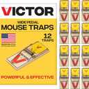 Victor Mouse Traps M03512, Plastic Pedal, Sustainably Sourced FSC Wood, Wooden Mouse Traps, 12 Pack