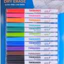 TWOHANDS Dry Erase Markers Ultra Fine Tip with Cleaner,0.7mm,Low Odor,Extra Fine Point,11 Assorted Colors,Whiteboard Markers for Office,Home,or Planning Whiteboard,12 Count,20567