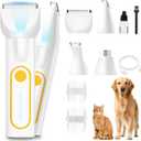 Dog Paw Trimmer, Low Noise Paw Hair Trimmer for Dogs with LED Light Wireless Pet Shaver, Suitable for Claws, Ears, Face, HIPS and Eyes(Orange) (White, 4-in-1)