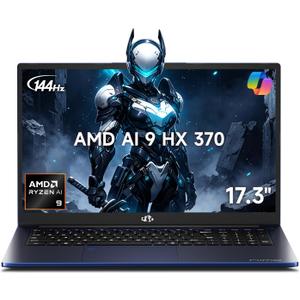 NIMO 17.3" Copilot+ AI Laptop, AMD Ryzen AI 9 HX 370 (Up to 5.1GHz), 32GB DDR5 RAM 1TB SSD, Radeon 890M, 144Hz FHD Display, 100W PD, USB 4.0, Fingerprint