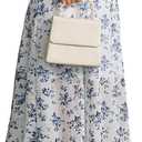 GothDark Women's Wedding Guest Floral Print Vintage Goth Dress Mesh Spliced Double-Layered Irregular Hemline Midi Dresses (Large)