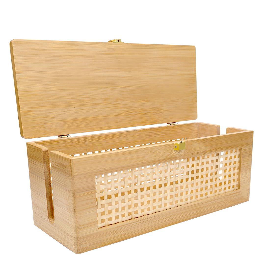 Solid wood Cable Management Box，- Cable Organizer Box and Power Strip Box for Electrical Cord Management - Under Desk Cord Organizer for TV Wires Computer Router & Power Strip