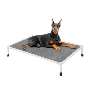 Veehoo Chew Proof Elevated Dog Bed - Cooling Raised Pet Cot - Silver Aluminum Frame and Durable Textilene Mesh Fabric, Unique Designed No-Slip Feet for Indoor or Outdoor Use, Black, X-Large, CWC2003