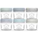 KeaBabies 5 pk 4oz Glass Baby Food Containers with Lids - Leak-Proof, Microwavable Small Glass Jars, Baby Purees & Toddler Snack Storage Containers, BPA-Free, Dishwasher & Freezer Safe(Slate)