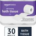 Amazon Basics Soft and Strong 2-Ply Toilet Paper, 30 Ultra Rolls = 120 Regular Rolls, Unscented, 340 Sheets, FSC Certified