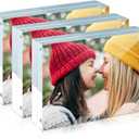ILYXY 3 Pack Acrylic Frame 4x6, 20% Thicker, 20mm Thick Frameless Clear Picture Frame, Double Sided Magnetic Photo Frame, Free Standing Desktop Display Stand Acrylic Picture Frames