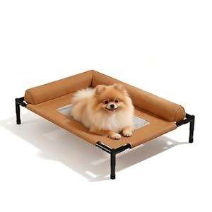 Raised Dog Beds for Small Dogs, Breathable Mesh Dog Sofa, Pet Travel Cot with Soft Edged Pillow, Features Non Slip Base, Suitable for Dogs Hammock Bed Small for Indoor & Outdoor (31.5*23.62*6.69)