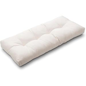 Magpie Fabrics Patio Bench Cushion 45"x18", Indoor/Outdoor Non-Slip Water Resistant Long Seat Pads, Tufted Loveseat Cushion for Swing, Settee, Window, Garden, Wicker, Front Porch(Recycled Cream White)