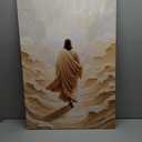Jesus Walking On Water Canvas Wall Art I Will Walk With Christ Picture Wall Decor Jesus Walking On Water Back Poster Print Painting for Living Room Bedroom Church Decoration Prepare To Hang