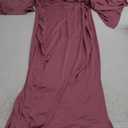 AISWI Maxi Maternity Dress with Flower Sash Semi Formal Baby Shower Wedding Guest V-Neck Handkerchief Sleeves Elegant, Light Plum, Medium