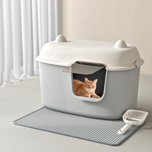 Oneluck Extra Large Cat Litter Box, 27.5inches Jumbo Litter Box for Big Cats and Mulit-cat,High Sided Litter Pan withs Lid and Scoop Leak-Proof & Anti-Splashing, Easy Clean