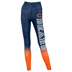 ZUBAZ NFL WOMEN'S DISTRESSED GRADIENT LEGGINGS WITH TEAM WORDMARK CHICAGO BEARS L