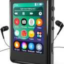 MP3 Player with Bluetooth 5.3,Tokemisc 16GB Full Touchscreen Kids Portable Music Device with Speaker,FM Radio,E-Book,Built-in Micro SD Card Slot,Earphones Included,Max 256GB Expand (Black)