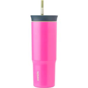 Owala Stainless Steel Triple Layer Insulated Travel Tumbler with Spill Resistant Lid and Straw, BPA Free, 24 oz, Brown/Pink (Watermelon Breeze)