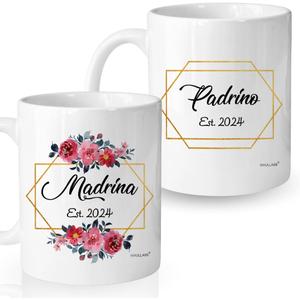 Padrinos De Bautizo Propuesta Set 2 Tazas Caf 11Oz, Godparents Proposal Gift, Quieren Ser Mis Padrinos De Bautizo, Quieres Ser Mis Padrinos De Bautizo (Standard, Padrinos 2024 Red)