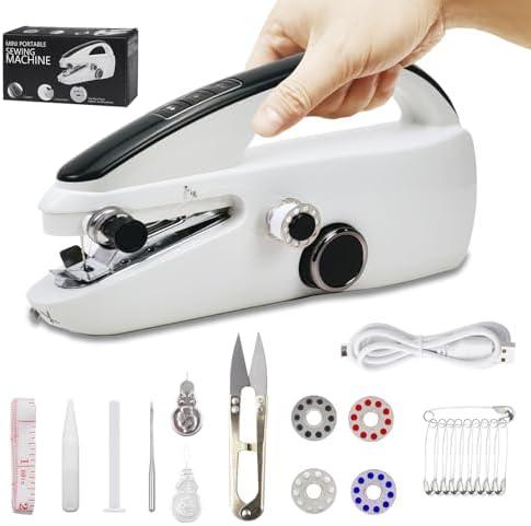 Handheld Sewing Machine for Beginners, Mini Handheld Sewing Machine, Maquina de Coser Portátil, Two Speed Modes, Portable for Thin Fabrics, Summer Travel Home DIY for Quick Clothes Repair