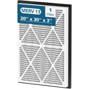 20x30x3 MERV 13 Air Filter Compatible with Zephyr VGF Series 20x30x3 Whole Home Deep Pleated Return Air Grille Filter, MERV 13 Air Filtration System, White 1 Pack