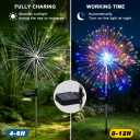 150 LED Solar Fireworks Lights Outdoor Waterproof, 1 Pack Modes Twinkling Fireworks Solar Fairy Lights for Garden Yard Patio Flowerbed Lawn Planter Walkway Decor (Multicolor)
