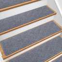 Stair Treads for Wooden Steps 15 PCS - 8 x 30, Non Slip Stair Runner, Machine Washable Stair Rugs Strips for Kids Pets and Elderly, Indoor Carpet for Stairs (Grey)