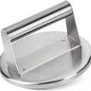 HULISEN Burger Press with Lip, Stainless Steel Burger Smasher, 6 Inch Hamburger Grill Press for Flattening Hamburger Patty, Smashing Burger, BBQ Griddle Cooking Tool, Griddle Accessories Kit